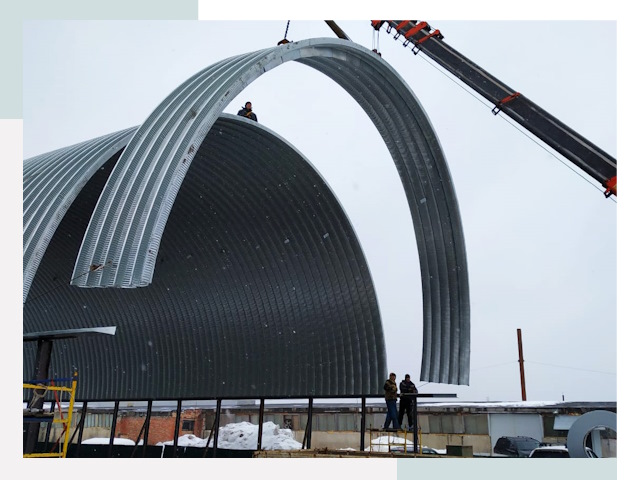 Полукруглые ангары в Петрозаводске